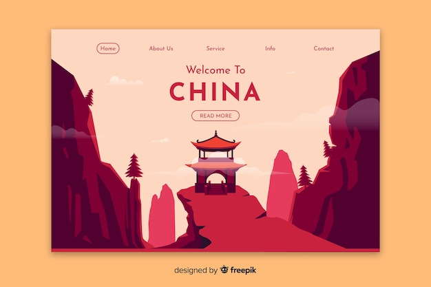 Free Vector welcome to china landing page template