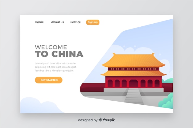 Free Vector welcome to china landing page