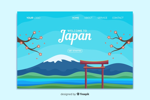 Free Vector welcome to japan landing page template