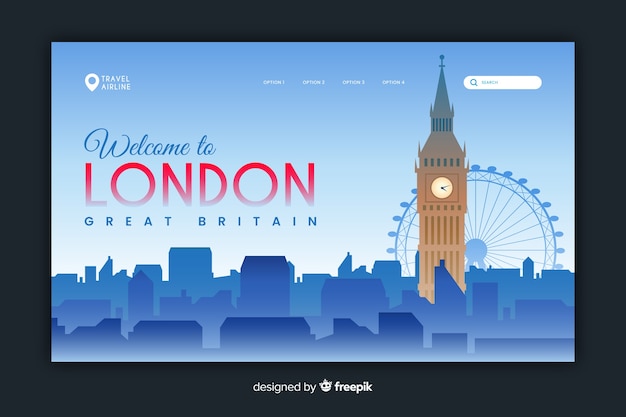 Free vector welcome to london landing page template