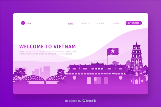 Free Vector welcome to vietnam landing page flat design