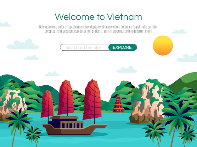 Free Vector welcome to vietnam landing page and web template 