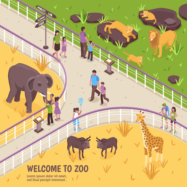 Free Vector welcome to zoo composition