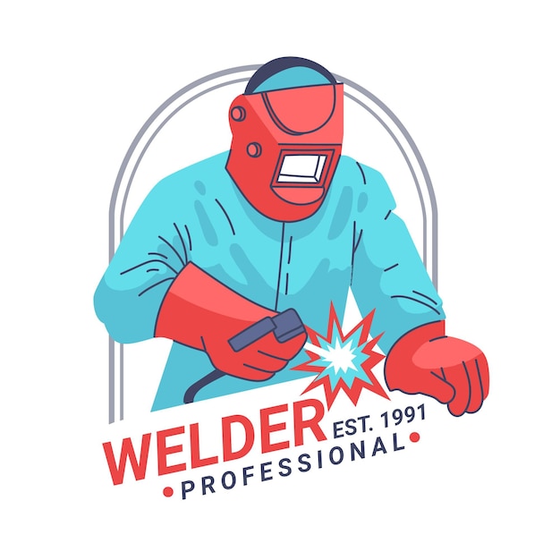 Free Vector welder logo template with details