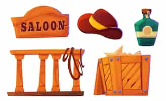 Free vector western saloon design elements set