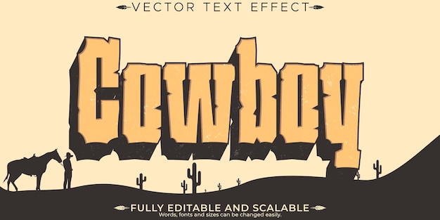 Free Vector western text effect editable cowboy and wild text style