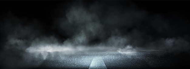 Free Vector wet road and smoke abstract background empty scene