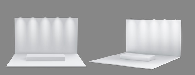 Free Vector white 3d stand booth wall for trade display design