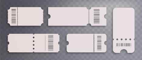 Free vector white blank coupon or entrance ticket with barcode