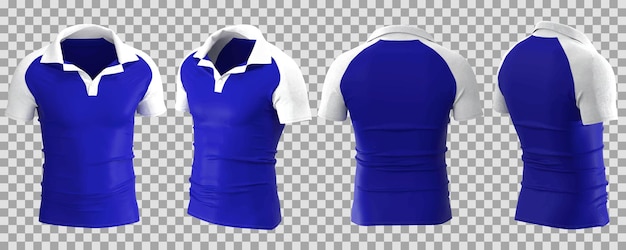 Free Vector white and blue male polo shirt in different view