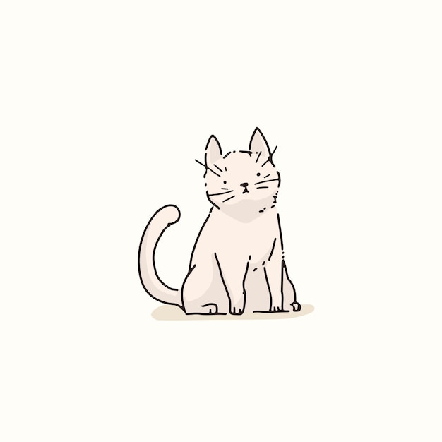 Free Vector white cat doodle element