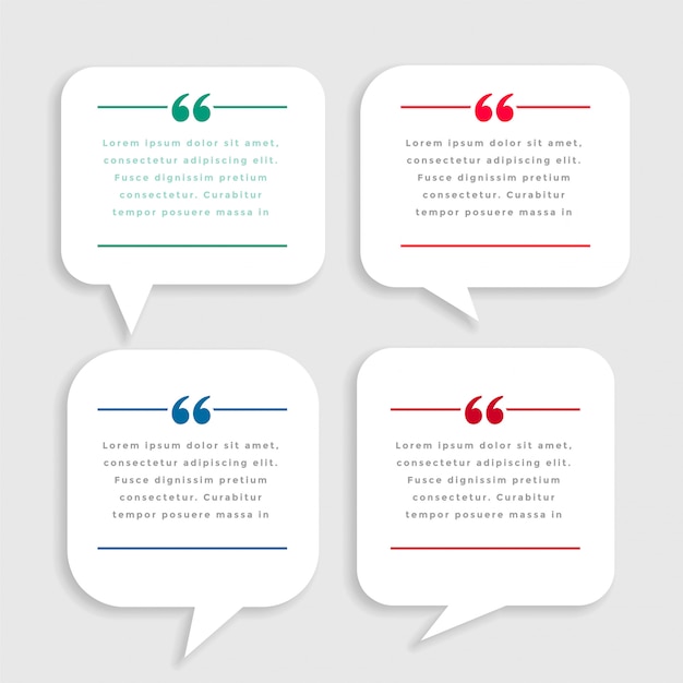 White chat bubble style quote mark template design