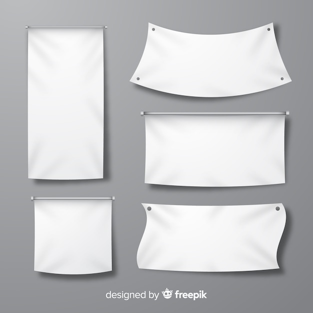 Free Vector white fabric banner collection