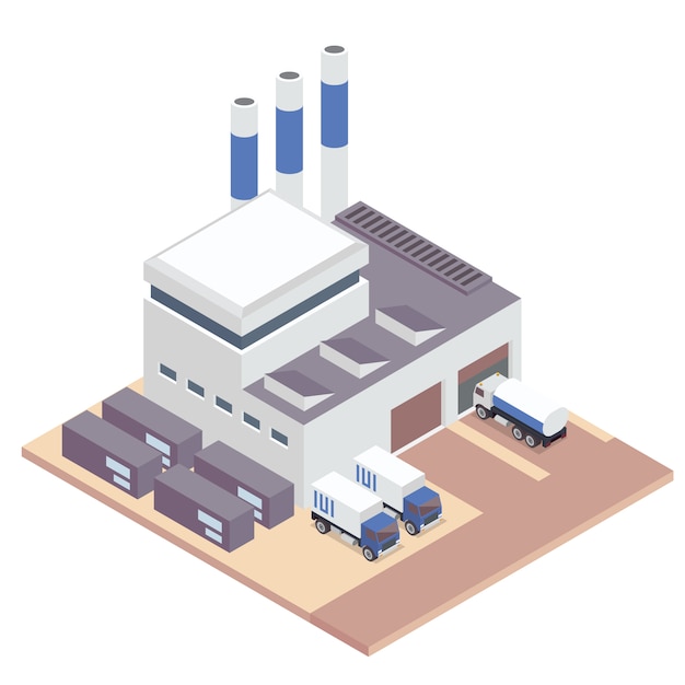 Free Vector white isometric factory 