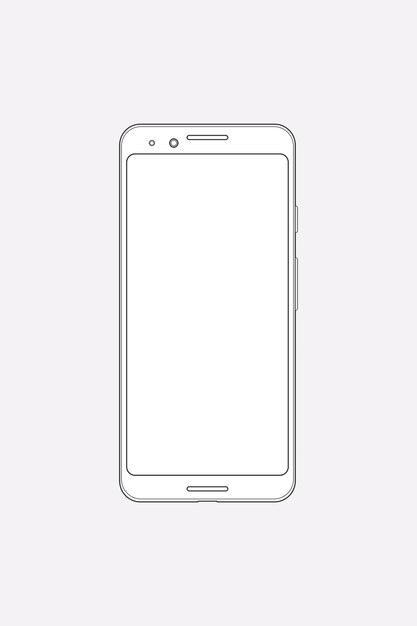 White mobile phone outline, digital device vector illustration