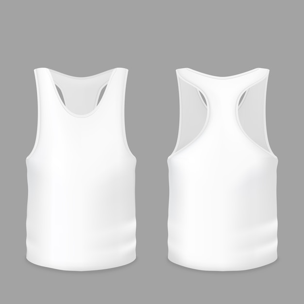 Free vector white tank top or t-shirt illustration of 3d realistic casual or sportswear model