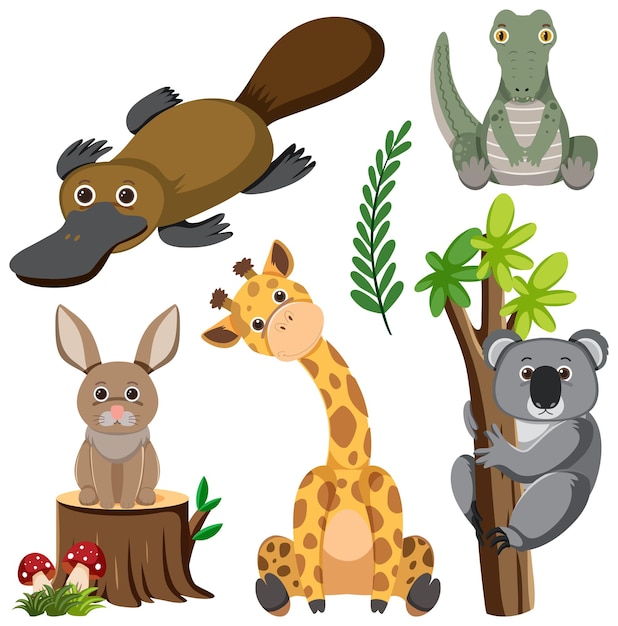 Free Vector wild animals cartoon collection