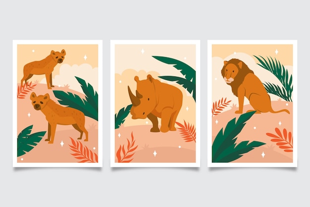 Free Vector wild animals covers collection