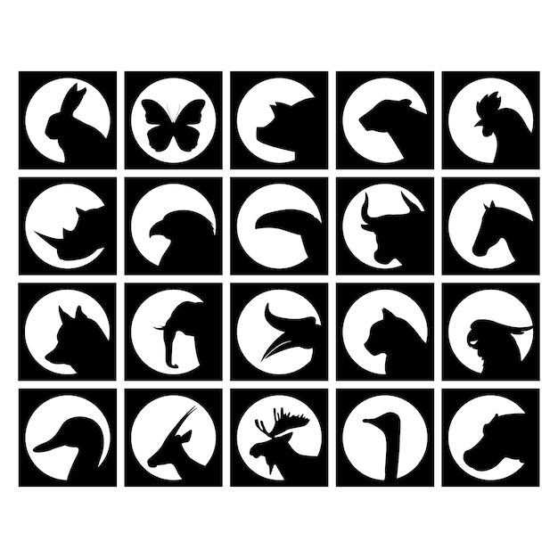 Free Vector wild animals silhouettes collection