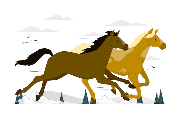 Free Vector wild horse concept illustration