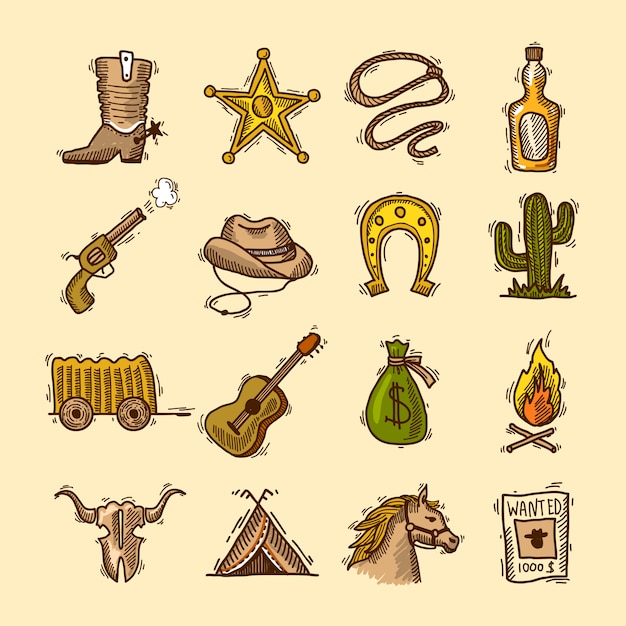 Free vector wild west set