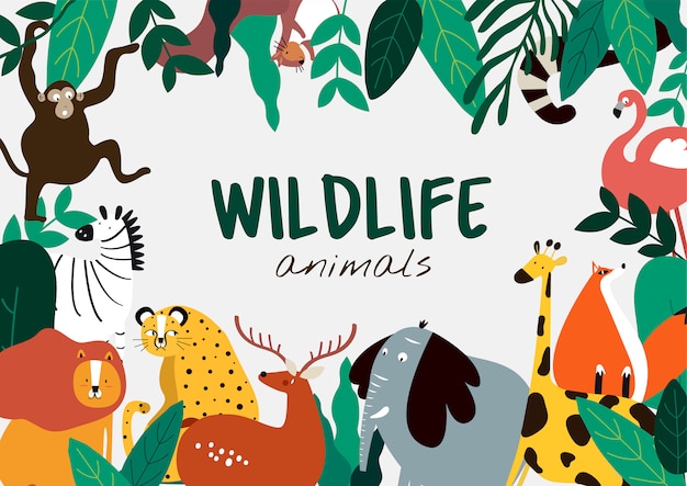 Free Vector wildlife animals cartoon style animals template vector