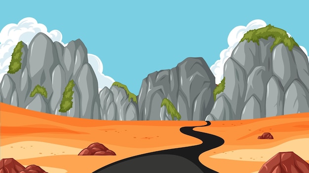 Free Vector winding road through rocky landscape