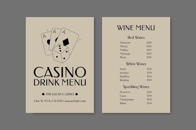 Wine menu template design