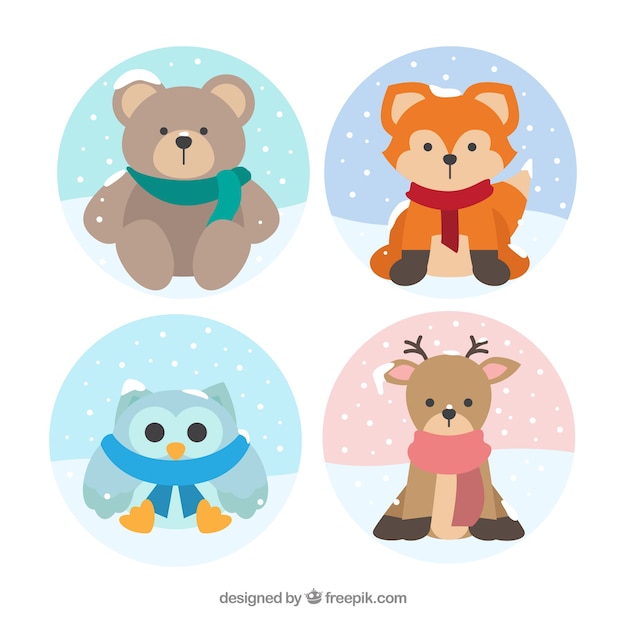 Free vector winter animal collection