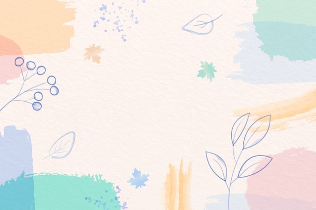 Free Vector winter background with pastel color brushes and leaves