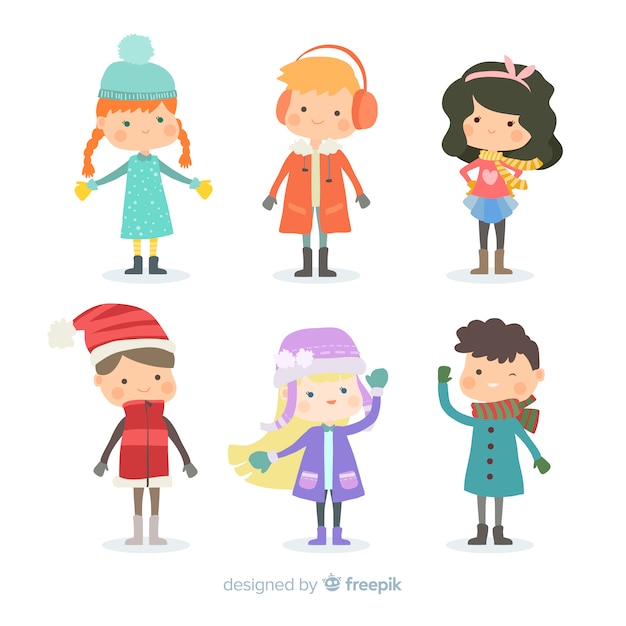 Free Vector winter children collection 