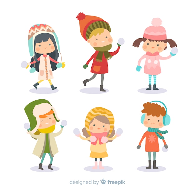 Free Vector winter children collection 