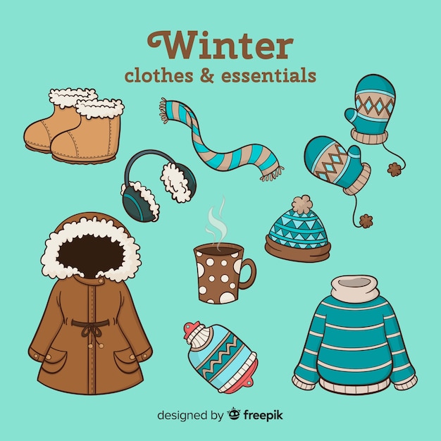 Free Vector winter clothes and essentials collection