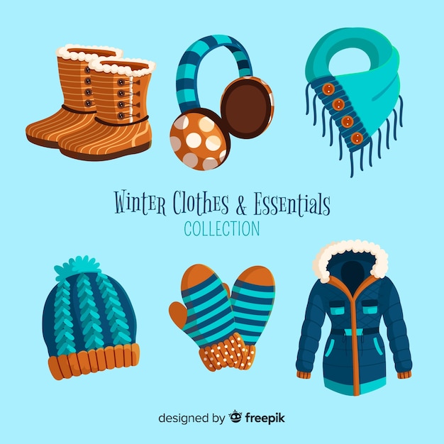 Free vector winter clothes and essentials collection