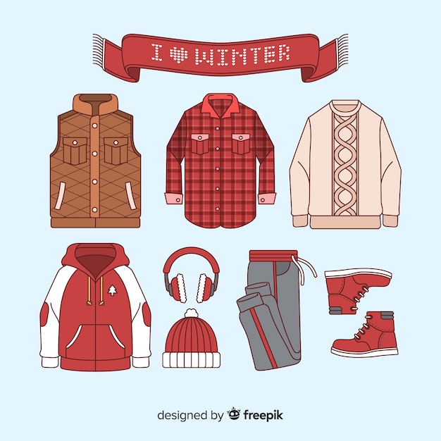 Free vector winter clothes & essentials