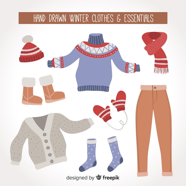 Free Vector winter clothes & essentials