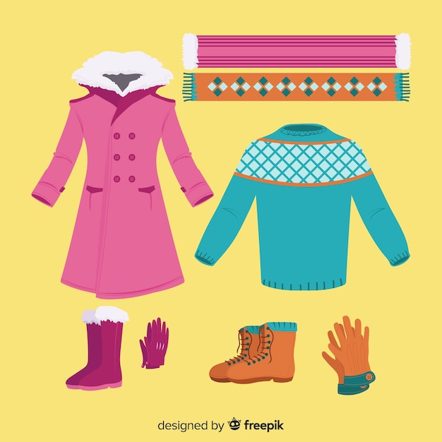 Free vector winter clothing set