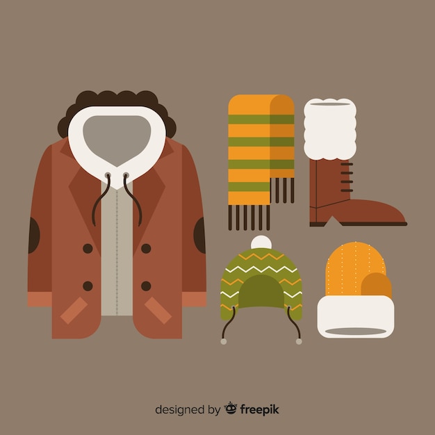 Free Vector winter flat clothes pack