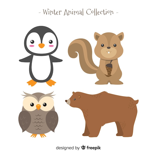 Free vector winter forest animal collection
