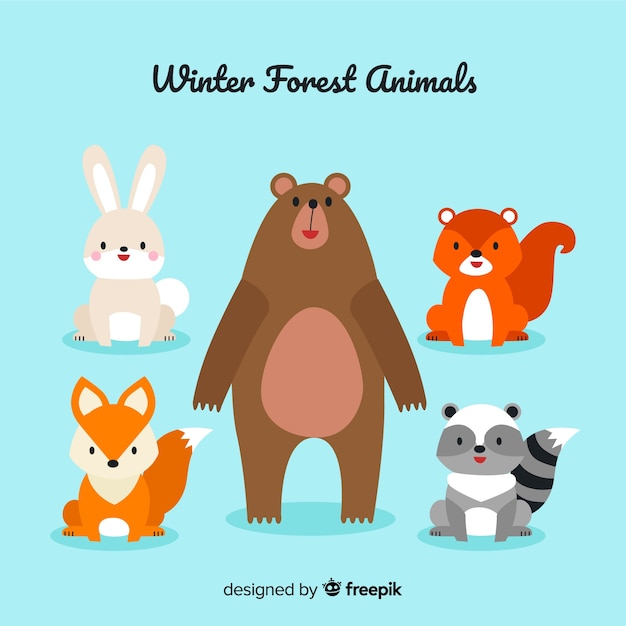 Free vector winter forest animal collection