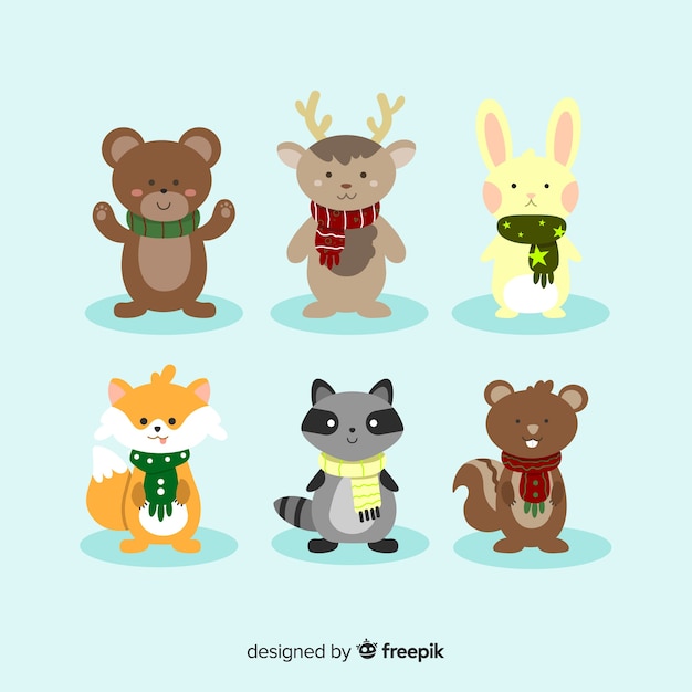 Free Vector winter forest animal collection