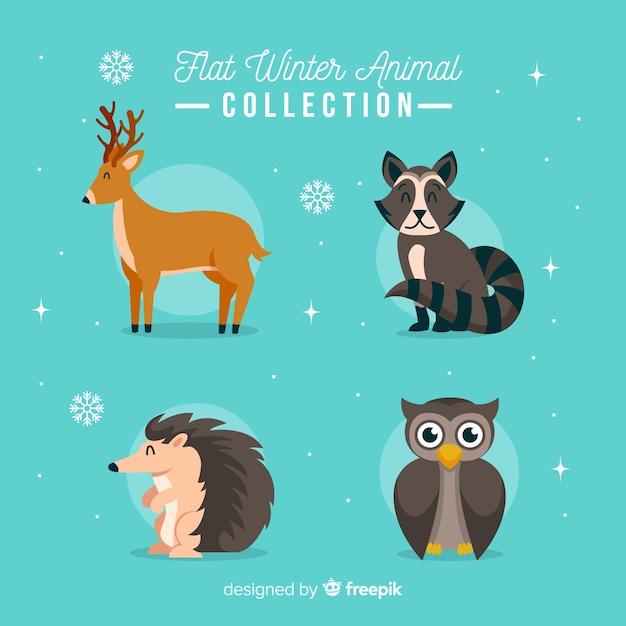 Free Vector winter forest animal collection