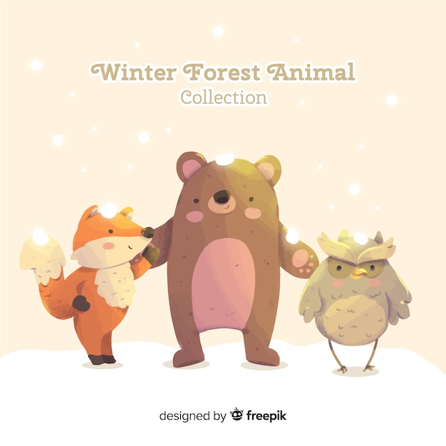 Free Vector winter forest animal collection