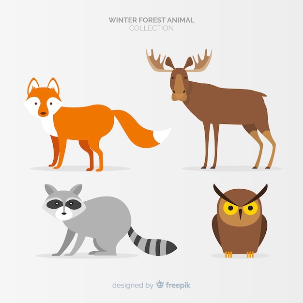 Free Vector winter forest animals collection