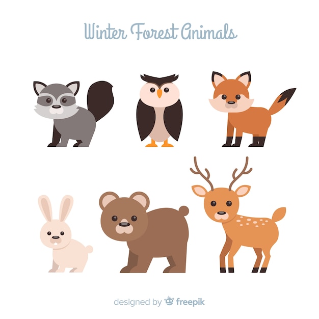Free vector winter forest animals collection