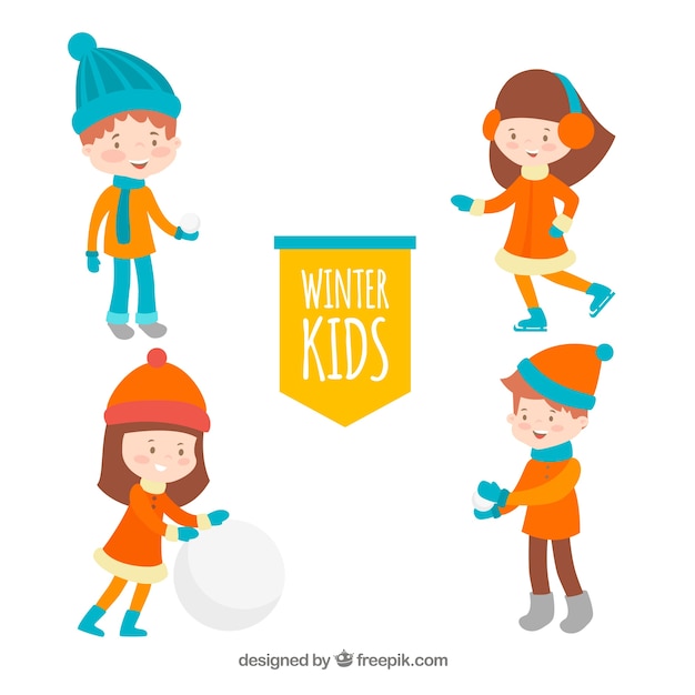 Free Vector winter kids