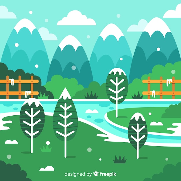 Free vector winter landscape background