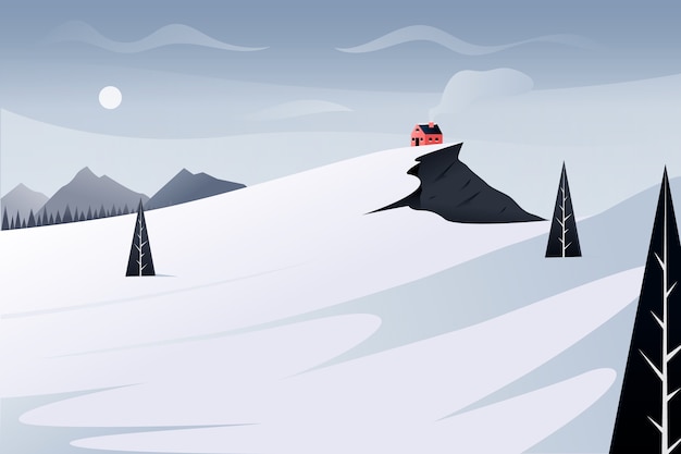 Winter landscape concept in hand drawn