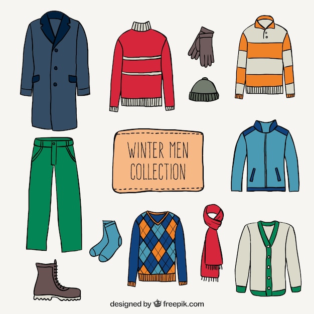 Free vector winter men collection