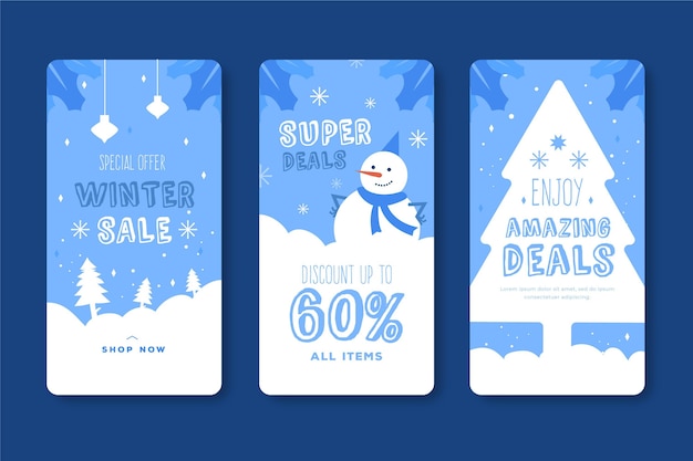 Free Vector winter sale instagram stories